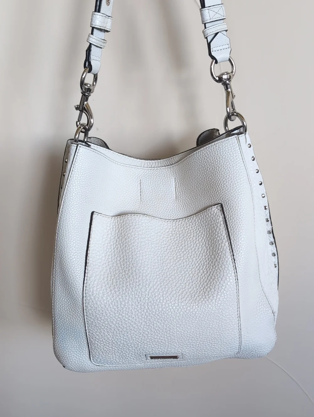 Rebecca Minkoff -Hobo Silver Studded Darren Shoulder Bag Optic White🤍